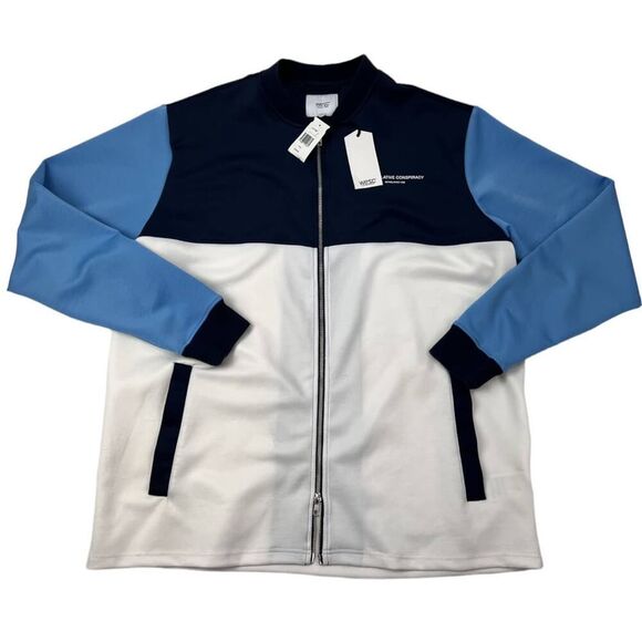 New Wesc Men Jacket Coat Navy Blue White Full Zip  Sport US XXL - Picture 2 of 7